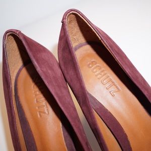 SCHUTZ •  Wine Colored Peep Toe heels